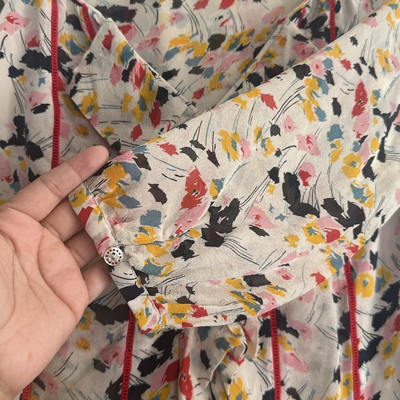 Diane Von Furstenburg Floral Print Silk Button Down 3/4 Sleeve Top Womens Size 6 - Picture 4 of 13